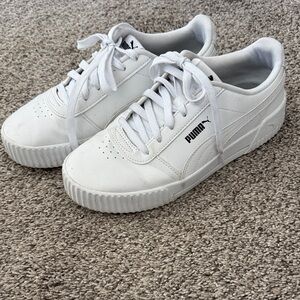 Puma All-White Platform Lace-Up Sneakers